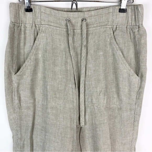 Van Heusen Linen Rayon Blend Drawstring Ankle Pants Vertical Stripe - Picture 3 of 10